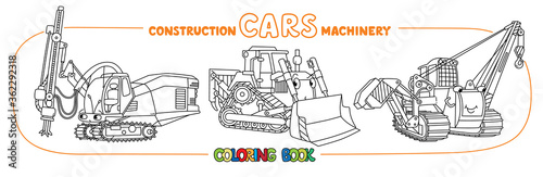 Funny constuction small cars set. Coloring book