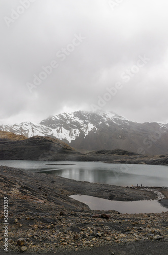 Area around the Pastoruri Glacier with ice melting and its lakes