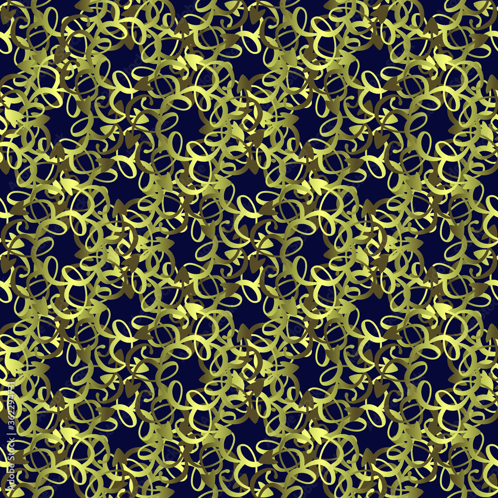 Seamless abstract pattern with golden elements on a blue background, modern concepts for your design. Seamless abstract pattern with golden elements on a blue background, modern concepts for your design.