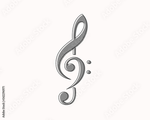 g clef and f clef music note black design isolatede on white. icon vector illustration.