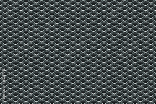 Abstract vector texture of scales. Black vector seamless pattern. Background consisting of black hexagons. 