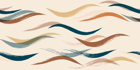 Sierkussen Schilder en tekenlijnen patronen Golvende zee penseelstreken aquarel  © Good Goods