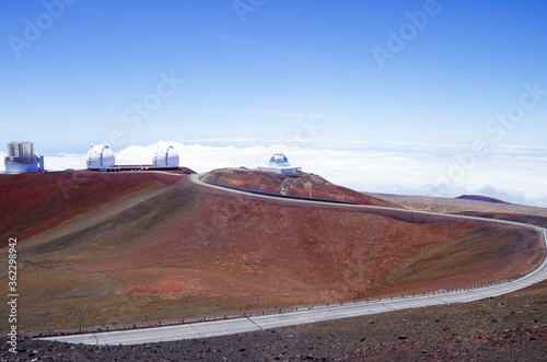 Mauna Kea Observatories. 4,200 meter high summit of Mauna Kea, the world's largest observatory for optical, infrared, and submillimeter astronomy. Big Island of Hawaii photo