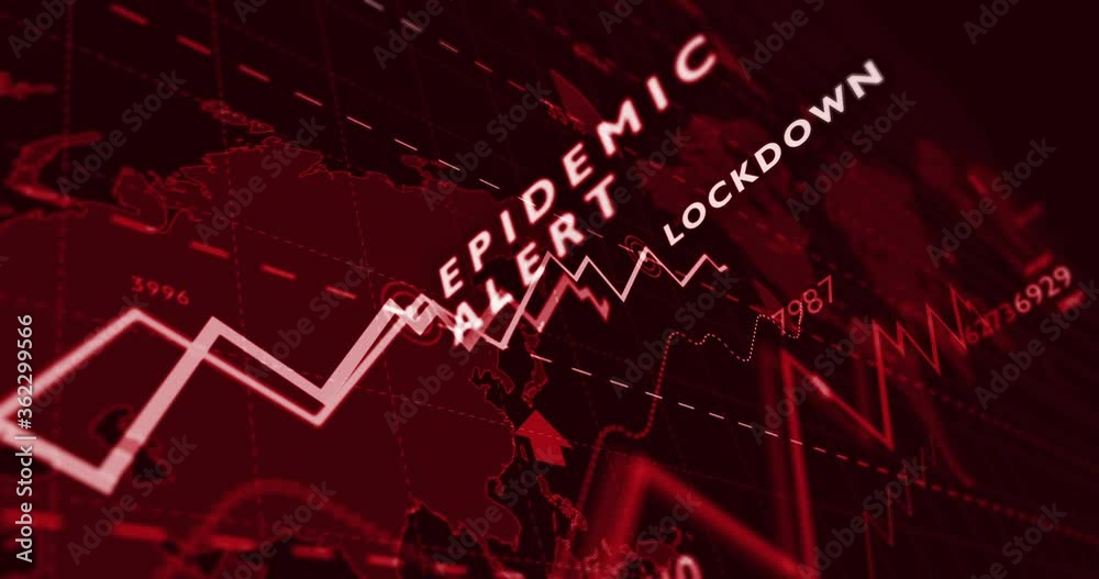 Global epidemic crisis red chart. Graph of incidence growth on world map background loopable seamless 3d animation. Virus pandemic, health statistic and coronavirus infection increase concept diagram. Global epidemic crisis red chart. Graph of incidence growth on world map background loopable seamless 3d animation. Virus pandemic, health statistic and coronavirus infection increase concept diagram.