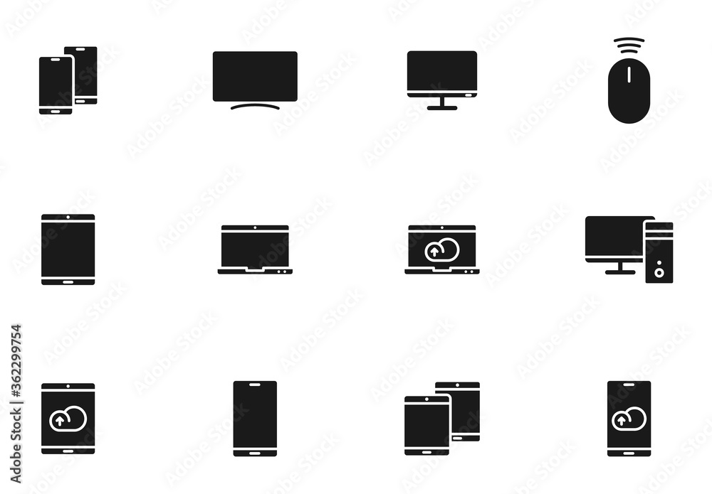 smart devices silhouette vector icons isolated on white. smart devices icon set for web, mobile apps, ui design and print smart devices silhouette vector icons isolated on white. smart devices icon set for web, mobile apps, ui design and print