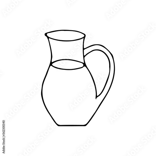 Doodle water carafe icon in vector isolated on white. Hand drawn water carafe icon in vector isolated on white