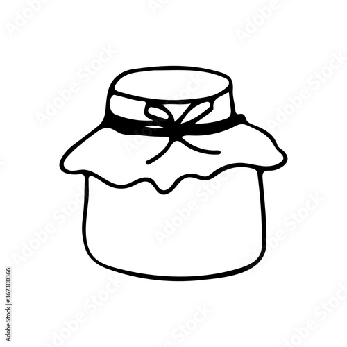Doodle yogurt jar icon in vector. Hand drawn jogurt jar icon in vector