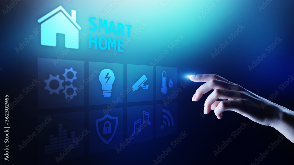 Smart home control panel on virtual screen. Internet of things, IOT, process automation concept. Smart home control panel on virtual screen. Internet of things, IOT, process automation concept.
