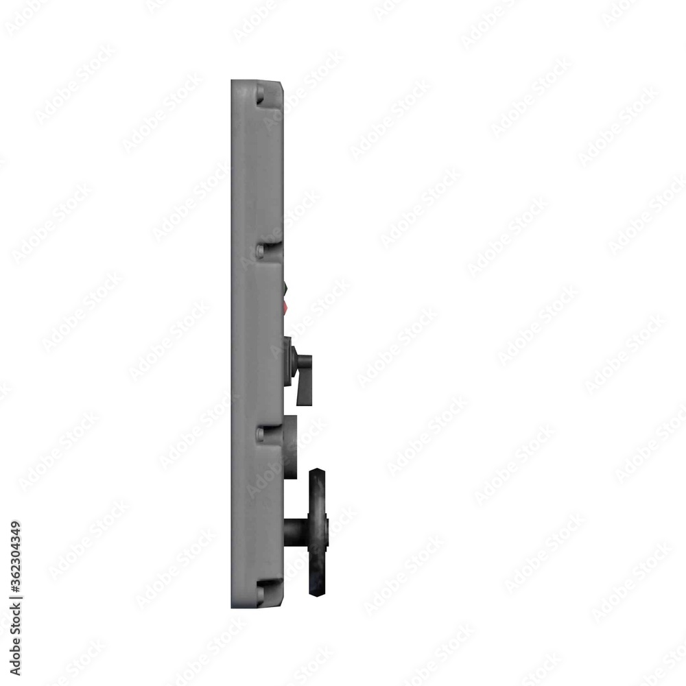 3D rendering of a switchboard and control block 3D rendering of a switchboard and control block