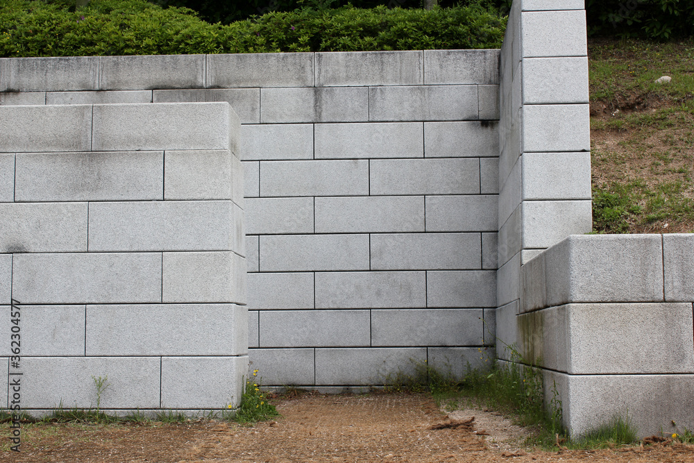 Fototapeta premium old gray brick wall and space .