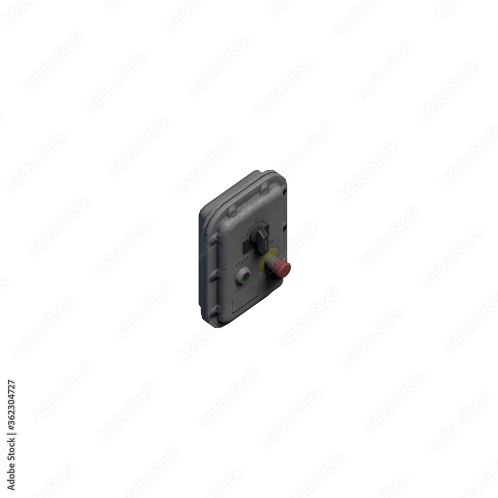 3D rendering of a switchboard and control block 3D rendering of a switchboard and control block