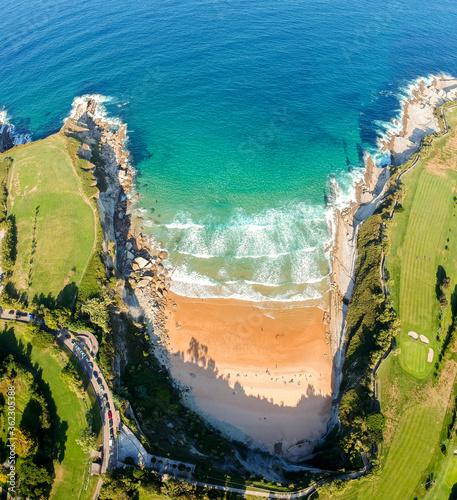 Aerial view of Playa de Matalenas Beach, Santander, Cantabria, Spain photo