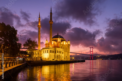Ortakoy mosque and Bosphorus bridge at sunrise, Istanbul, Turkey © Mazur Travel