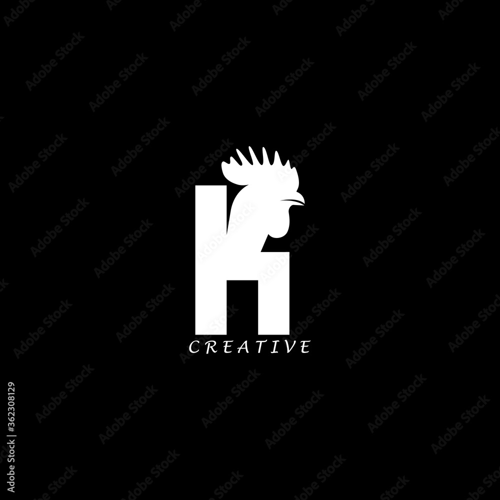 Rooster head concept simple flat K letter logo design Rooster head concept simple flat K letter logo design