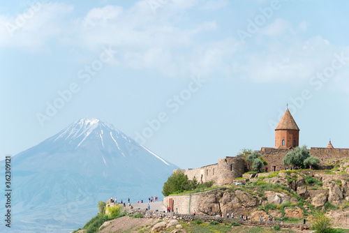 Khor Virap Monastery with Mount Ararat. a famous Historic site in Lusarat  Ararat  Armenia.
