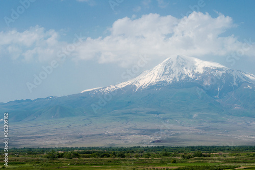Mount Ararat view from Khor Virap Monastery. a famous landscape in Lusarat, Ararat, Armenia.
