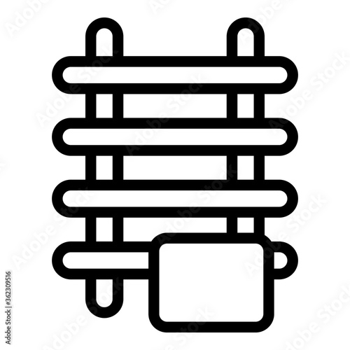 Towel radiator icon. Outline towel radiator vector icon for web design isolated on white background