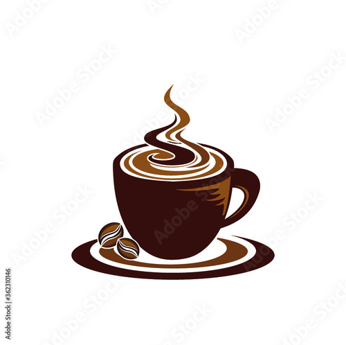 coffee cup icon isolated, Coffee cup logo vector, coffee beans illustration