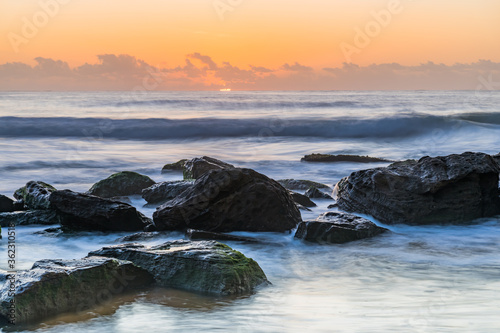 Soft Pale Sky Autumn Sunrise by the Sea