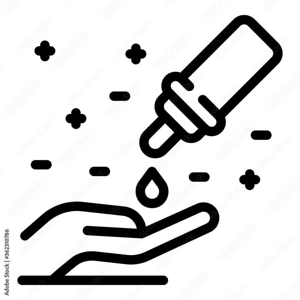 Hand antiseptic icon. Outline hand antiseptic vector icon for web design isolated on white background Hand antiseptic icon. Outline hand antiseptic vector icon for web design isolated on white background