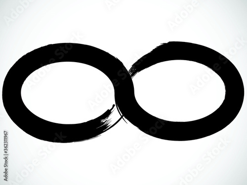 Infinity symbol . Looped Vector Print Textured Tire Track .Grunge Design Element . Bike thread silhouette