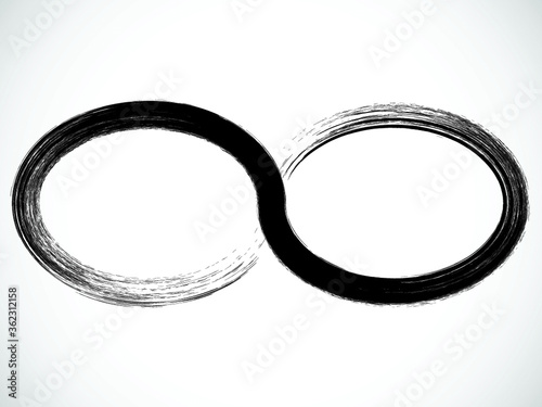 Infinity symbol . Looped Vector Print Textured Tire Track .Grunge Design Element . Bike thread silhouette