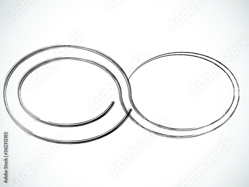 Infinity symbol . Looped Vector Print Textured Tire Track .Grunge Design Element . Bike thread silhouette