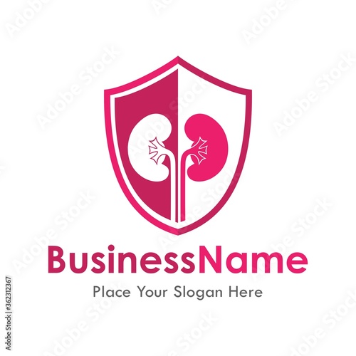 kidney shield vector logo template. Suitable for business,  web, health, technology, prevention and protection, and art