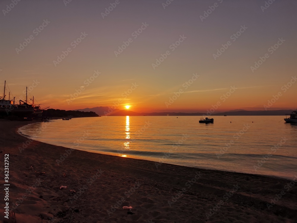 Beautiful sunset in Thassos,Greece