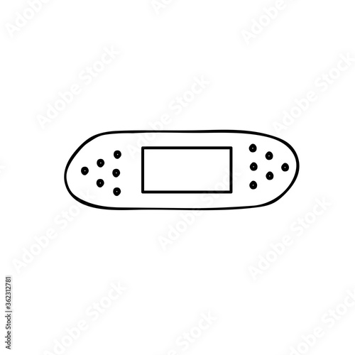 Antibacterial patch for wounds, calluses, burns and skin damage. Bactericidal and fixing a band-aid.  Hand drawn vector illustration.