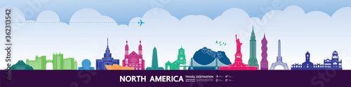 North America travel destination grand vector illustration.  photo