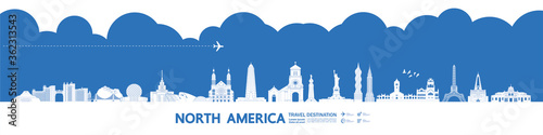 North America travel destination grand vector illustration. 