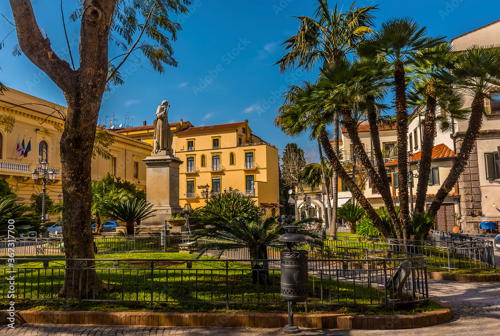 A view across the Piazza Saint Antonino in Sorrento, Italy