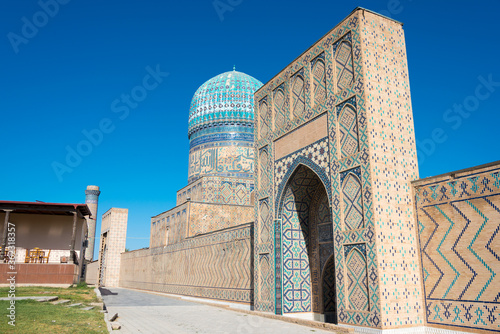Bibi-Khanym Mosque in Samarkand, Uzbekistan. It is part of the Samarkand - Crossroad of Cultures World Heritage Site.