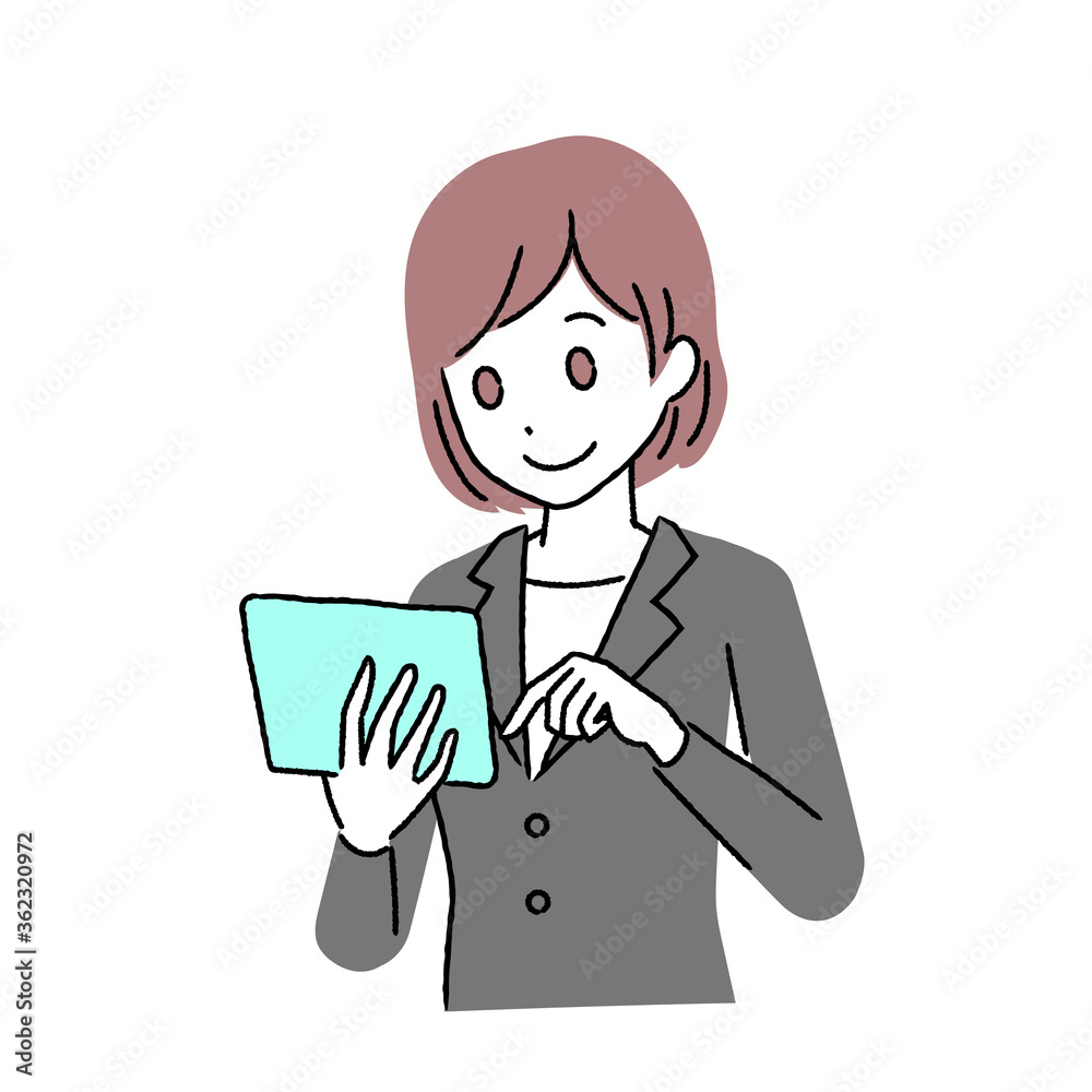 タブレットをもつ女性