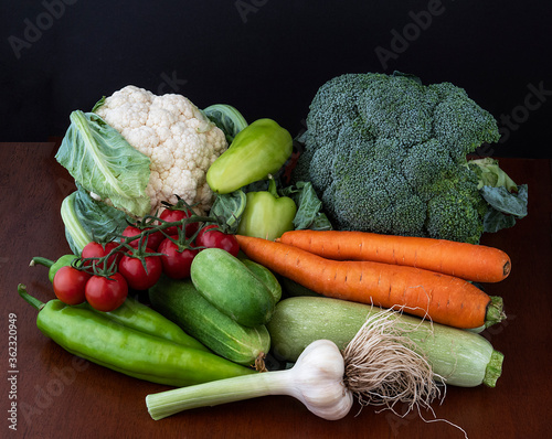 Composition of summer colorful organic fresh vegetables