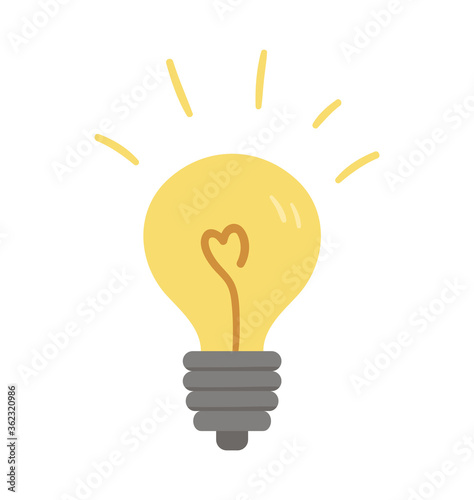 Vector light bulb icon. Back to school educational clipart. Cute flat style illustration. Education, clever mind or business idea concept .