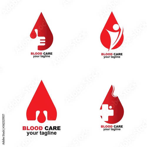 Blood Care logo designs Concept, blood donation symbol icon vector illustration
