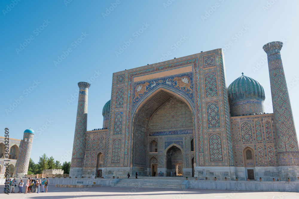 2018: Sher-Dor Madrasa at Registan in Samarkand, Uzbekistan. It is part of the Samarkand - Crossroad of Cultures World Heritage Site.