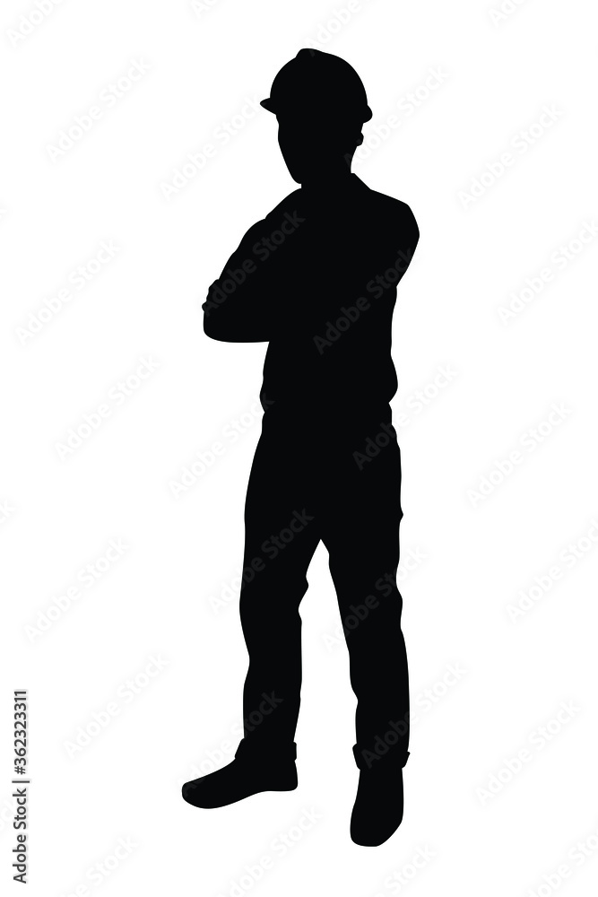 Male engineer silhouette vector