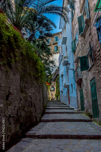 The steps from Marina Grande, Sorrento, Italy that lead up to the main town