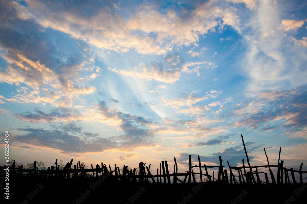 beautiful blue sky with clouds at sunset beautiful blue sky with clouds at sunset