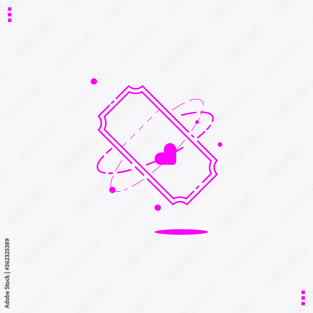 Icon love ticket mark valentine's day Double relationship symbol Classic flat style Quality design elements Vector simple love ticket icon