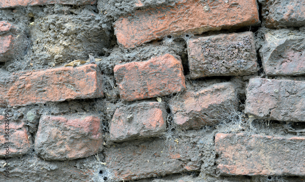 close-up old brick wall background close-up old brick wall background