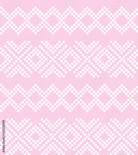 Pink Christmas fair isle pattern background for fashion textiles, knitwear and graphics