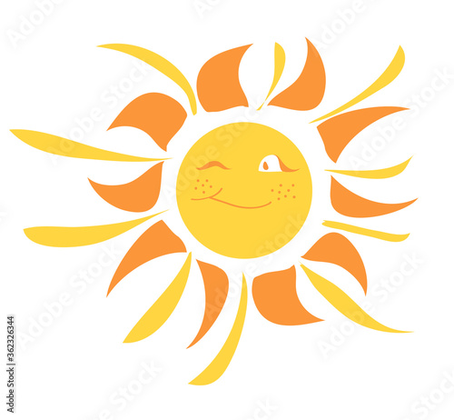 summer character. the sun. smile. children's fairy-tale character. print illustration