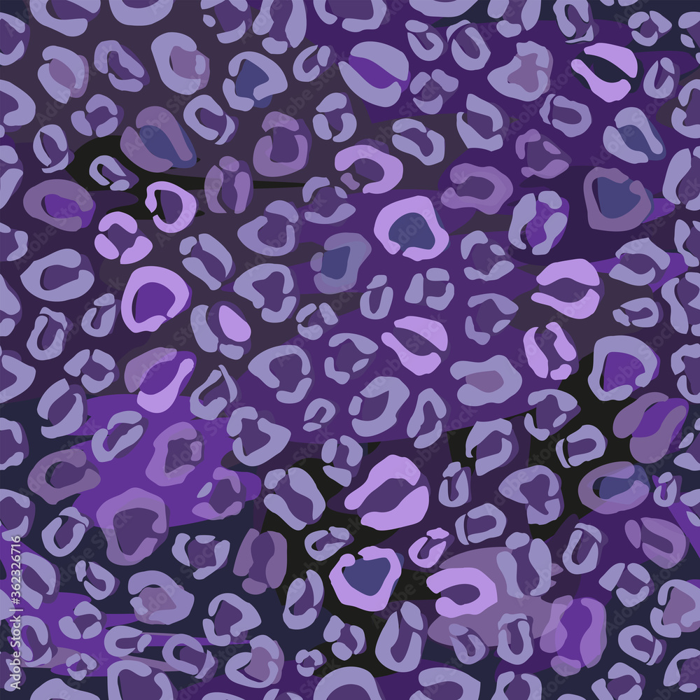 Leo animal skin seamless pattern in black and purple colors Leo animal skin seamless pattern in black and purple colors