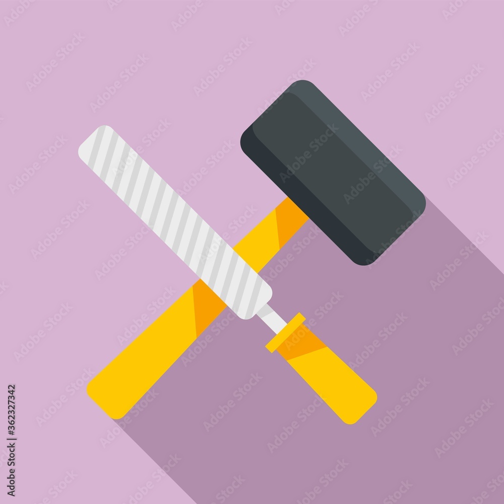 Reconstruction hammer tools icon. Flat illustration of reconstruction hammer tools vector icon for web design Reconstruction hammer tools icon. Flat illustration of reconstruction hammer tools vector icon for web design