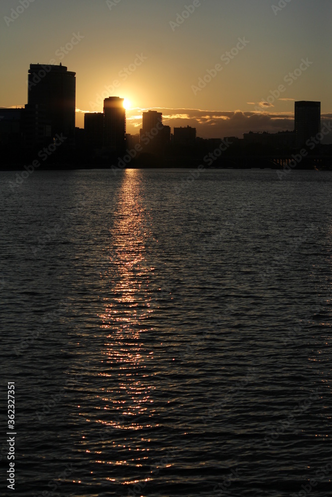 sunset over the river