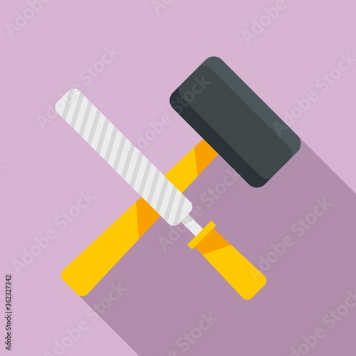 Reconstruction hammer tools icon. Flat illustration of reconstruction hammer tools vector icon for web design